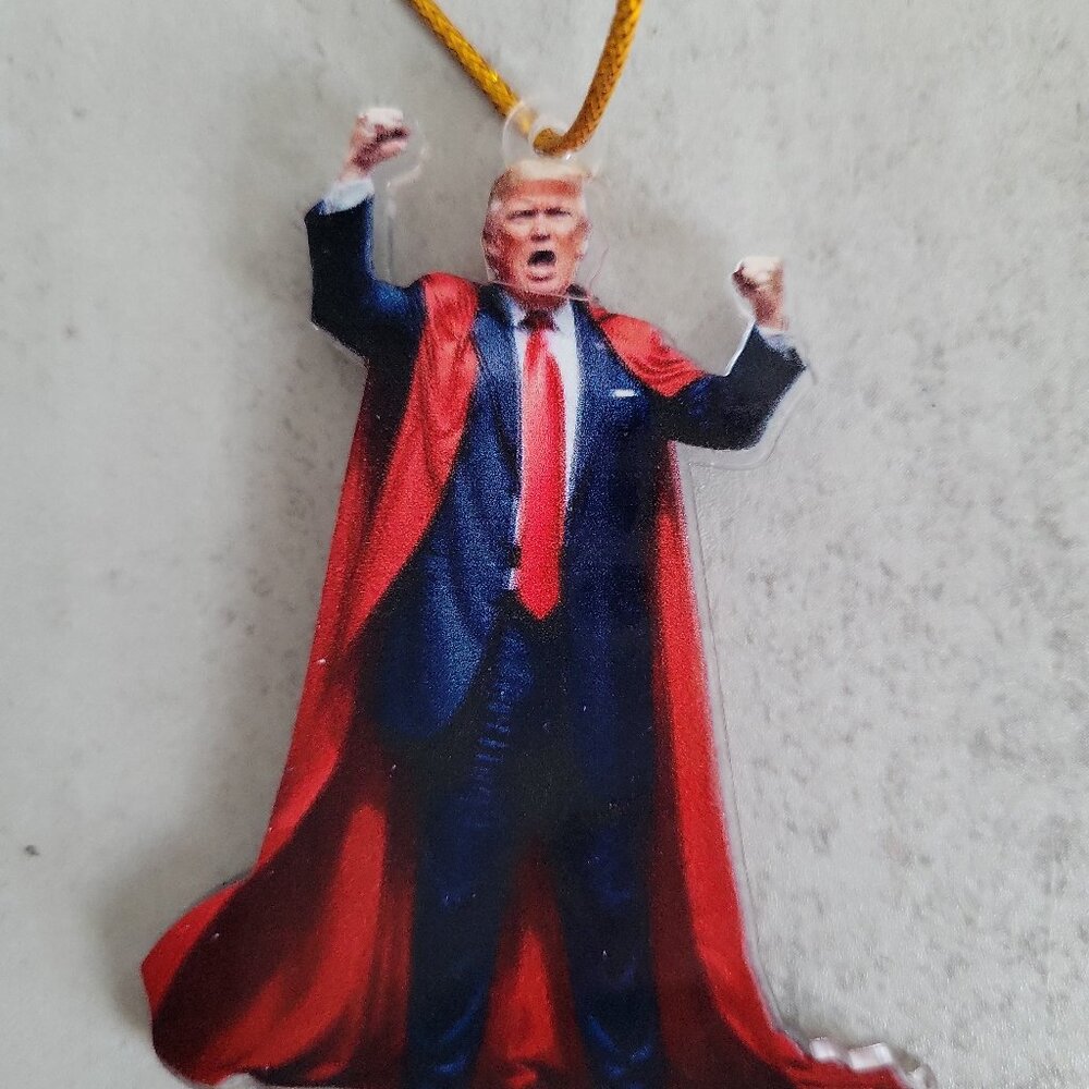 Donald Trump Superhero Red Cape Acrylic Ornament / Car Charm โ 2D Flat - Picture 7 of 7